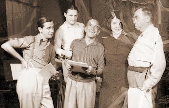 Sam Coslow, Victor Young, Al Jolson, Margaret Brayton, Irving Cobb on the Shell Chateau